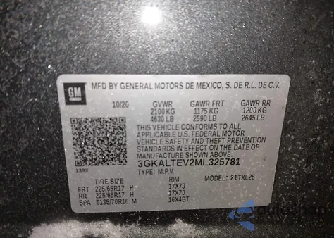 2021 GMC Terrain Awd Sle z USA, uszkodzony, nr VIN 3GKALTEV2ML325781